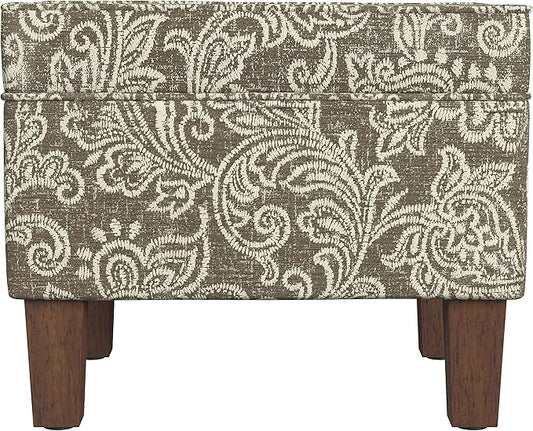Home Decor | Dinah Collection Modern Storage Ottoman | Ottoman with Storage for Living Room & Bedroom(Brown Jacobean Print)