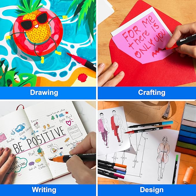 Dual Brush Marker Pens, 36 Colors Art Markers with Fine and Brush Tip Coloring Markers for Adults, Marker for Journaling Calligraphy Drawing Sketching Doodling Illustrating