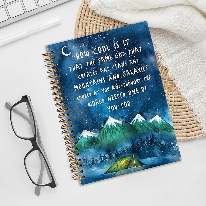 Bible Notebook, A5 Spiral Christian Journal with Floral Pink Butterfly Notebook, Bible Verse-How Cool Is It That the Same God, Inspirational Notebooks for Women, Bible Study, Gift for Birthday Christmas, Office Supplies (Green)