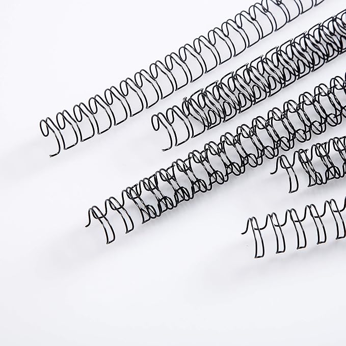 BNC Double Loop Wire Binding Rings Letter Size 3:1 Loops 32 Holes Black Color Pack of 100 (9/16 Inches)