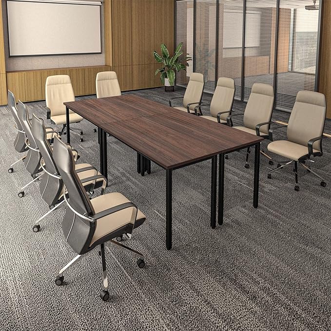 Bonzy Home Conference Tables 9ft Office Computer Desk for Meeting Room Study Writing Printer Podcast Table Save Space Design for 10 People Rustic Vintage Walnut 4PCS 110.2"x47.2"x29.5"