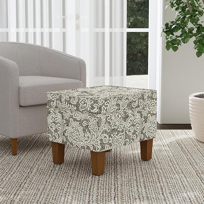 Home Decor | Dinah Collection Modern Storage Ottoman | Ottoman with Storage for Living Room & Bedroom(Brown Jacobean Print)