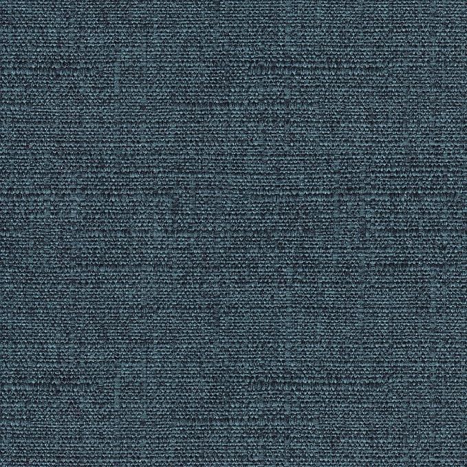 HomePop by Kinfine Fabric Upholstered Round Storage Ottoman - Velvet Button Tufted Ottoman with Removable Lid, Indigo Blue Woven